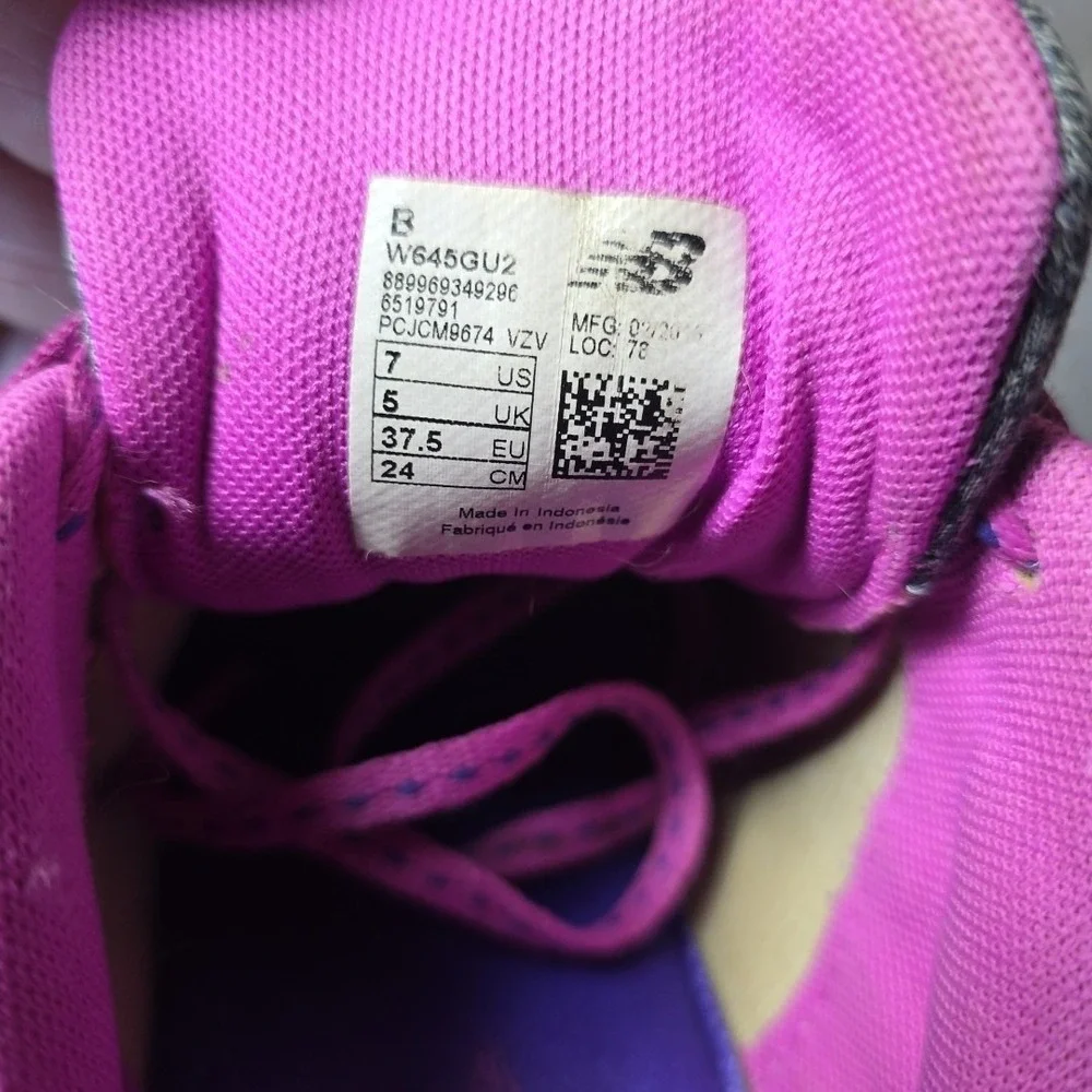 Women New Balance Running 645V2 Gray and Purple Athletic Shoe Size 7